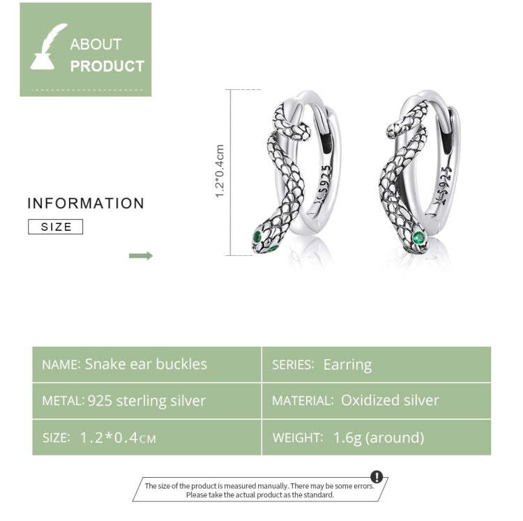 S925 Sterling Silver Snake Ear Buckle Women Earrings