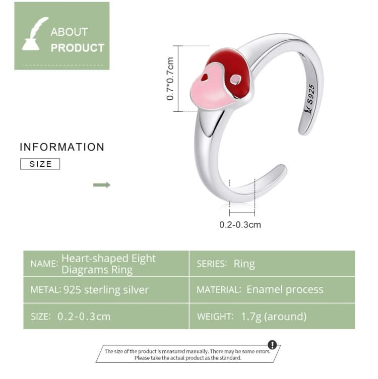 S925 Sterling Silver Gossip Graph Heart Women Open Ring Reluova