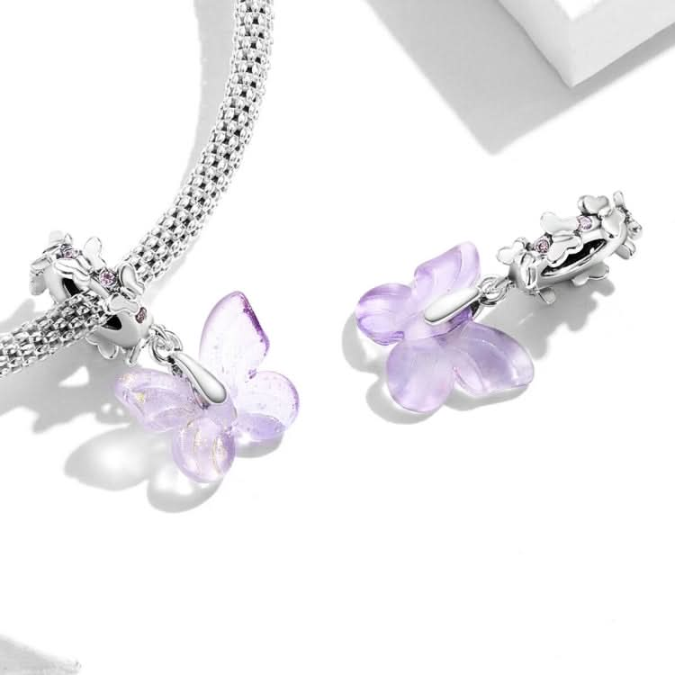 S925 Sterling Silver Glazed Butterfly Pendant DIY Bracelet Necklace Accessories