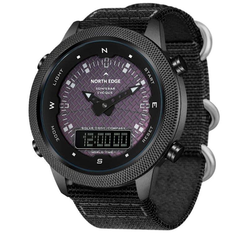 NORTH EDGE EVOQUE Solar Outdoor Waterproof Luminous Sports Nylon Strap Watch