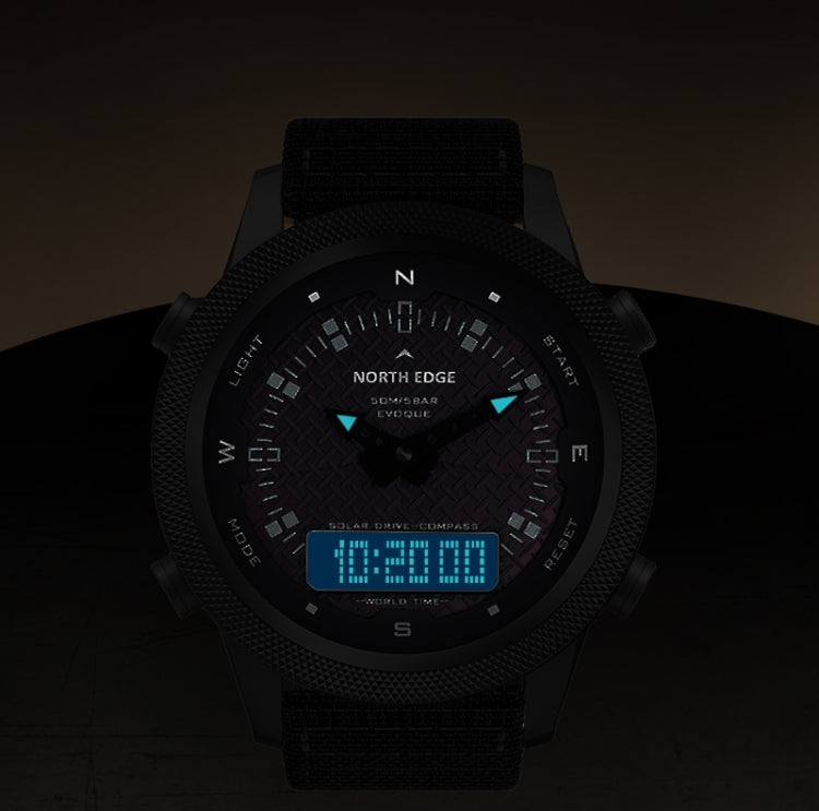 NORTH EDGE EVOQUE Solar Outdoor Waterproof Luminous Sports Nylon Strap Watch Reluova