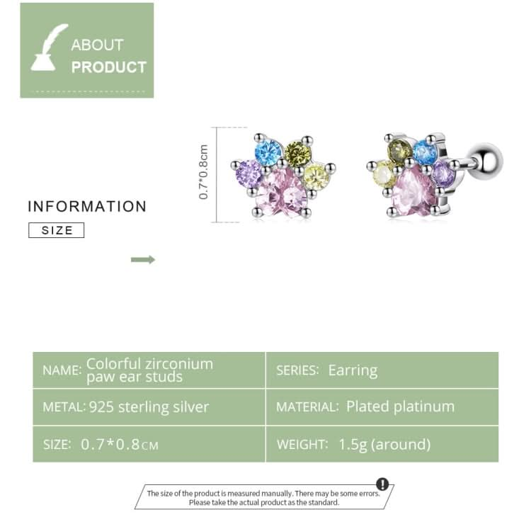 S925 Sterling Silver Color Zircon Cute Claw Ear Stud Women Earrings Reluova