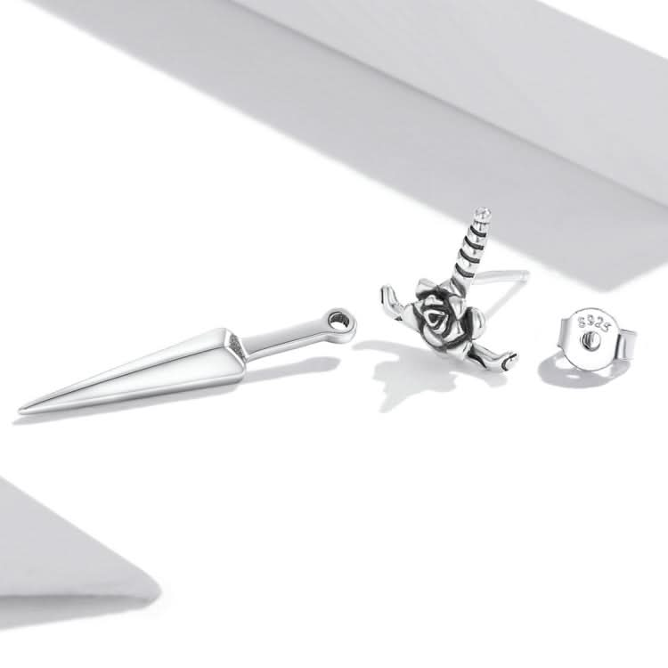 S925 Sterling Silver Rose Dagger Ear Stud Women Earrings Reluova