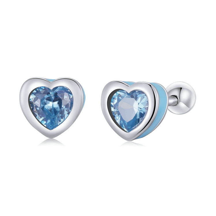 S925 Sterling Silver Heart Zircon Ear Stud Women Earrings My Store