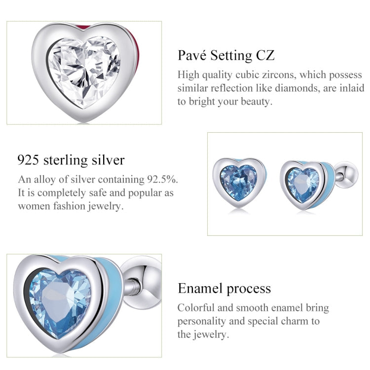 S925 Sterling Silver Heart Zircon Ear Stud Women Earrings My Store