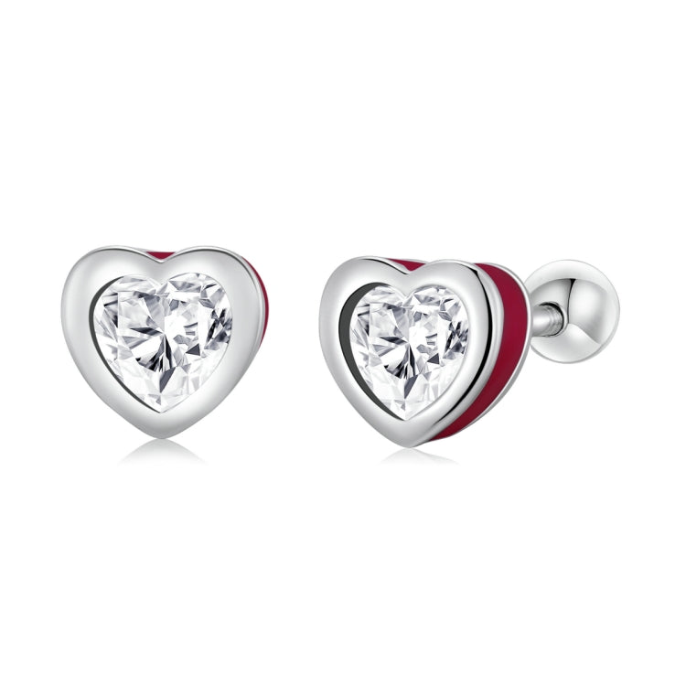 S925 Sterling Silver Heart Zircon Ear Stud Women Earrings My Store