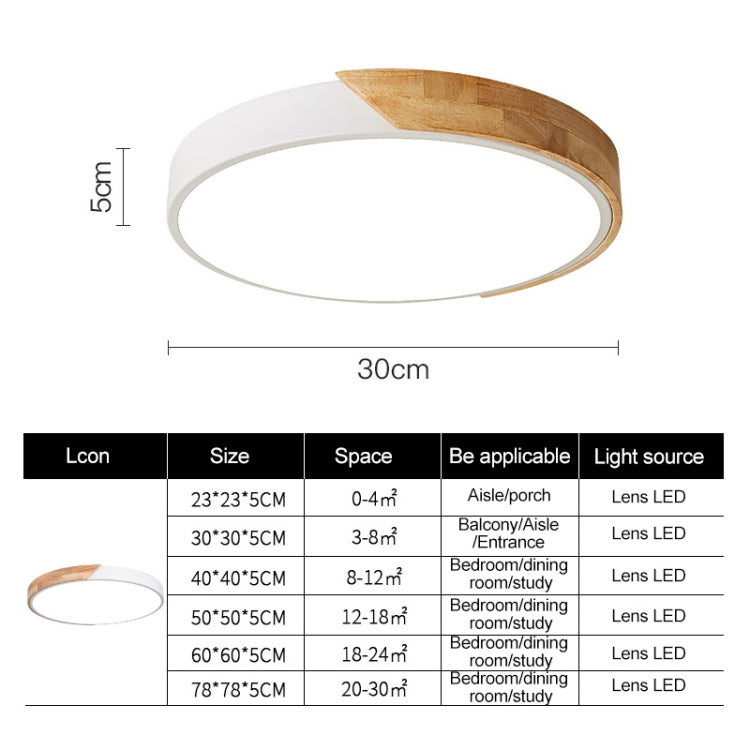 Wood Macaron LED Round Ceiling Lamp, White Light, Series 1