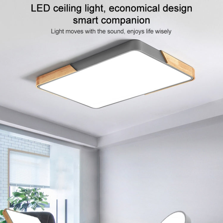 Wood Macaron LED Rectangle Ceiling Lamp, White Light