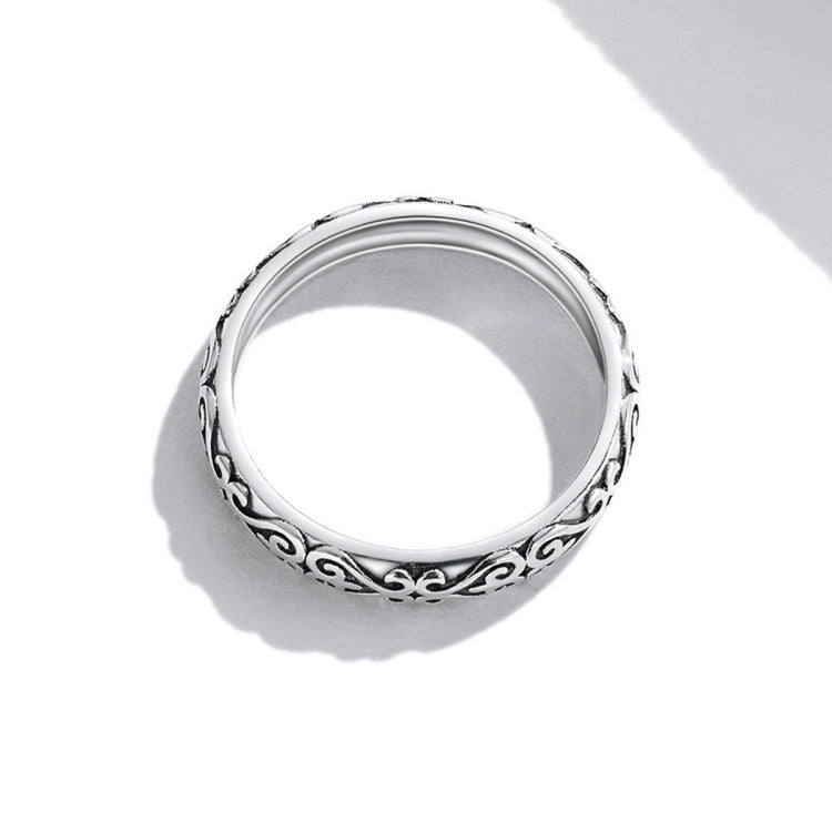 S925 Sterling Silver Retro Embossed Flower Texture Women Ring My Store