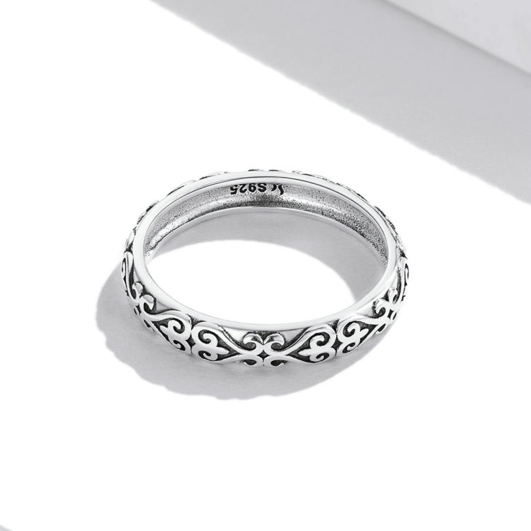 S925 Sterling Silver Retro Embossed Flower Texture Women Ring My Store