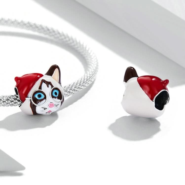 S925 Sterling Silver Siamese Cat Beads DIY Bracelet Necklace Accessories