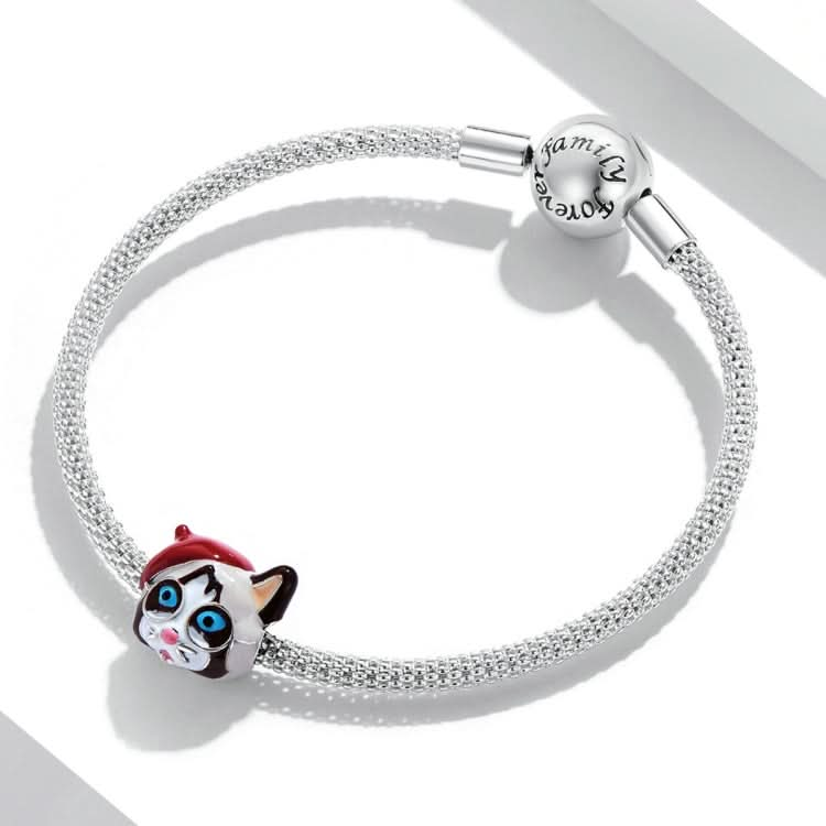 S925 Sterling Silver Siamese Cat Beads DIY Bracelet Necklace Accessories