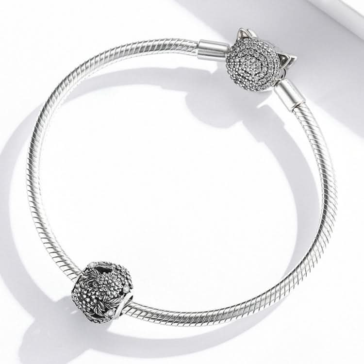 S925 Sterling Silver Embossed Flowers Beads DIY Bracelet Necklace Accessories