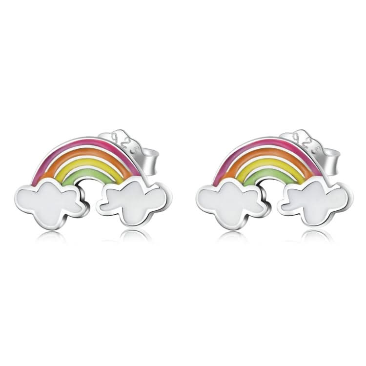 S925 Sterling Silver Rainbow Cloud Ear Stud Women Earrings Reluova