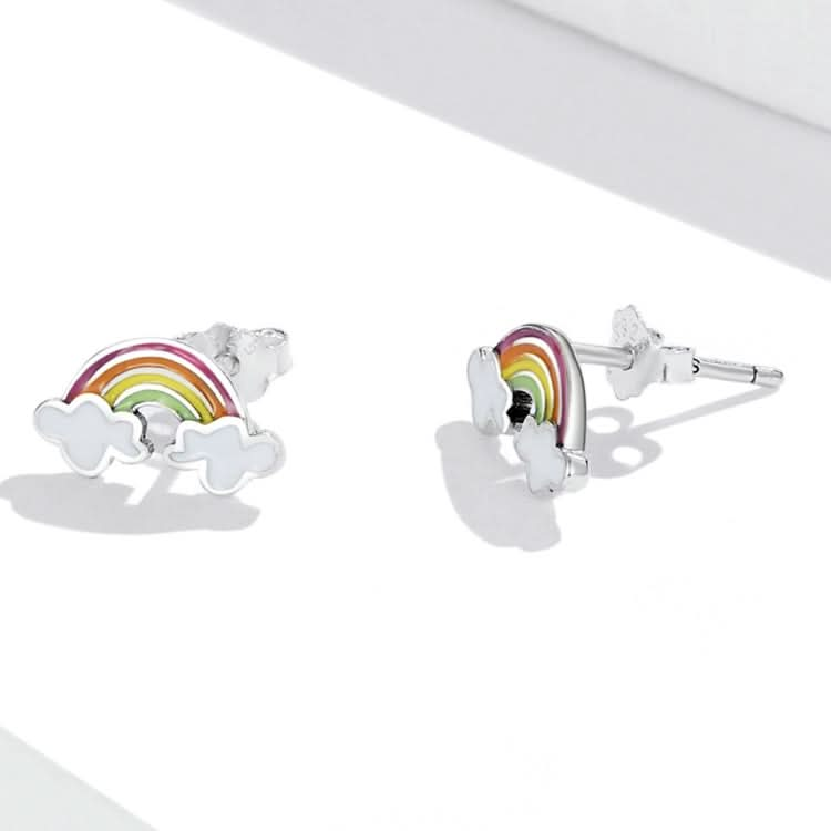 S925 Sterling Silver Rainbow Cloud Ear Stud Women Earrings Reluova