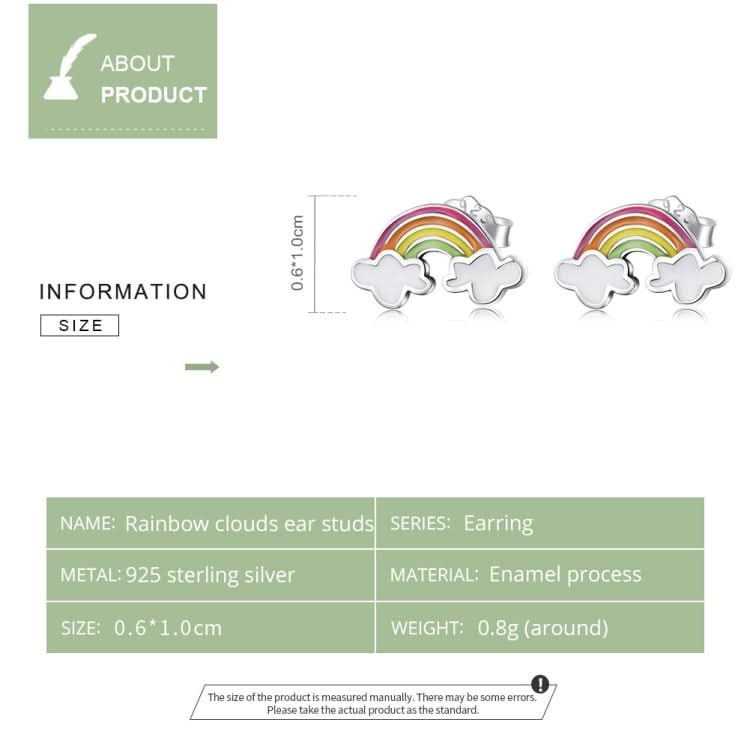 S925 Sterling Silver Rainbow Cloud Ear Stud Women Earrings Reluova