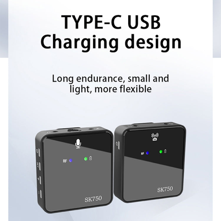 SK750 Type-C Charging One for One Wireless Lavalier Mini Microphone Reluova