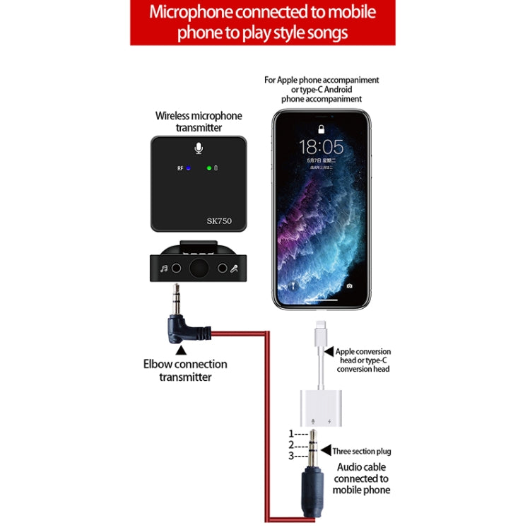 SK750 Type-C Charging One for One Wireless Lavalier Mini Microphone