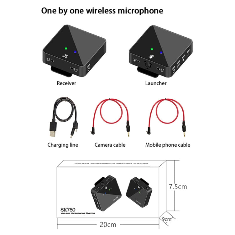 SK750 Type-C Charging One for One Wireless Lavalier Mini Microphone