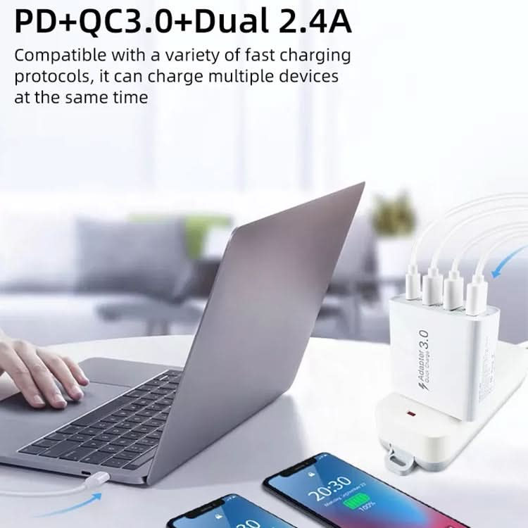 A3 PD 18W USB-C / Type-C + QC3.0 USB + Dual USB Interface Travel Charger