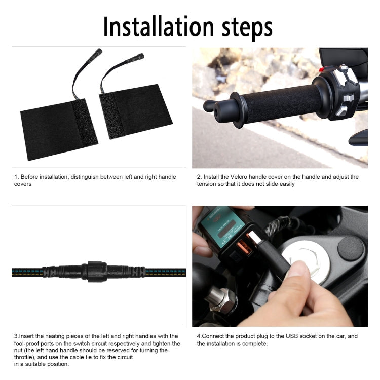 ZH-974D1 3-level Temperature Control Motorcycle Hook and Loop Fastener Intelligent Heated Grip