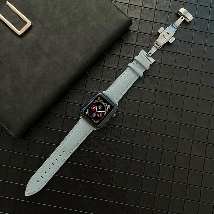 Lychee Genuine Leather Watchband For Apple Watch Series