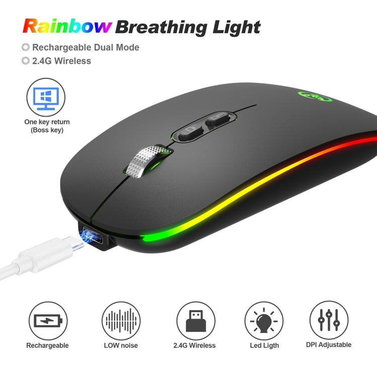 HXSJ M103FG 1600dpi Adjustable 2.4G RGB Light Wireless Mouse My Store