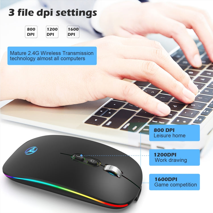 HXSJ M103FG 1600dpi Adjustable 2.4G RGB Light Wireless Mouse My Store