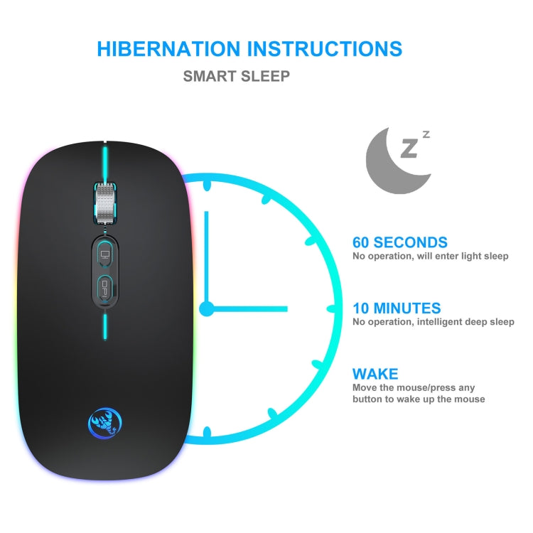 HXSJ M103FG 1600dpi Adjustable 2.4G RGB Light Wireless Mouse My Store