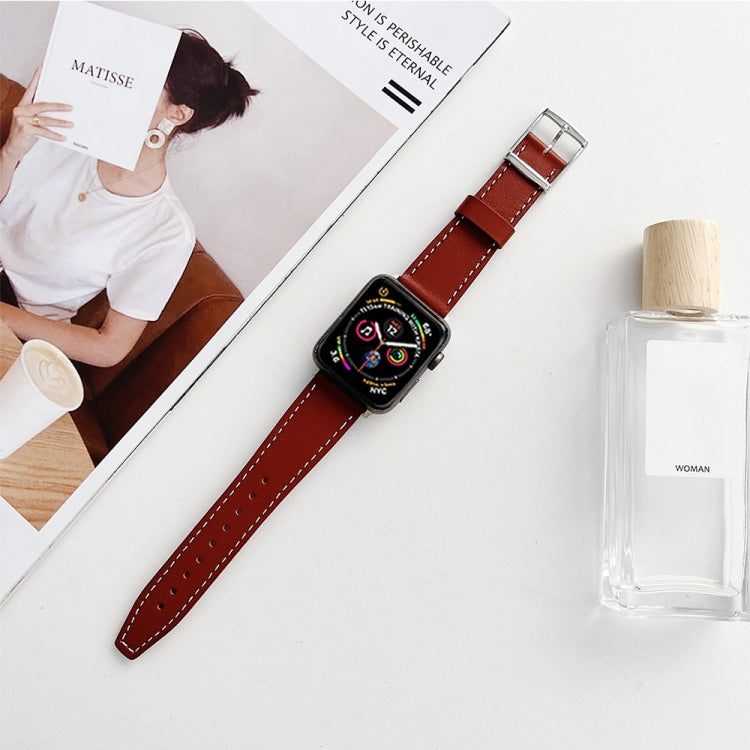 Flat Texture Leather Strap For Apple Watch Series