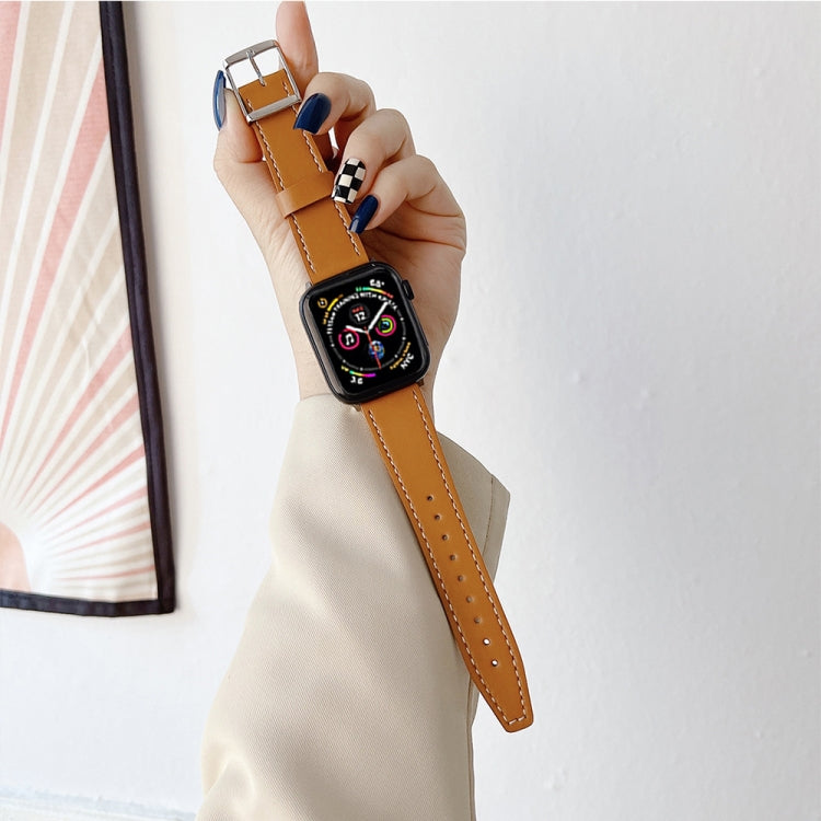 Flat Texture Leather Strap For Apple Watch Series