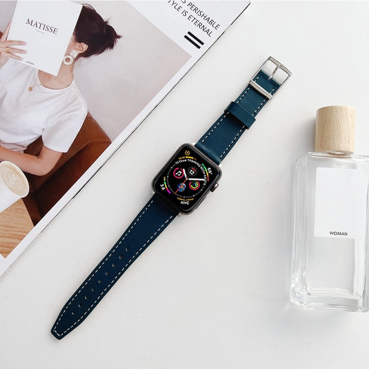 Flat Texture Leather Strap For Apple Watch Series