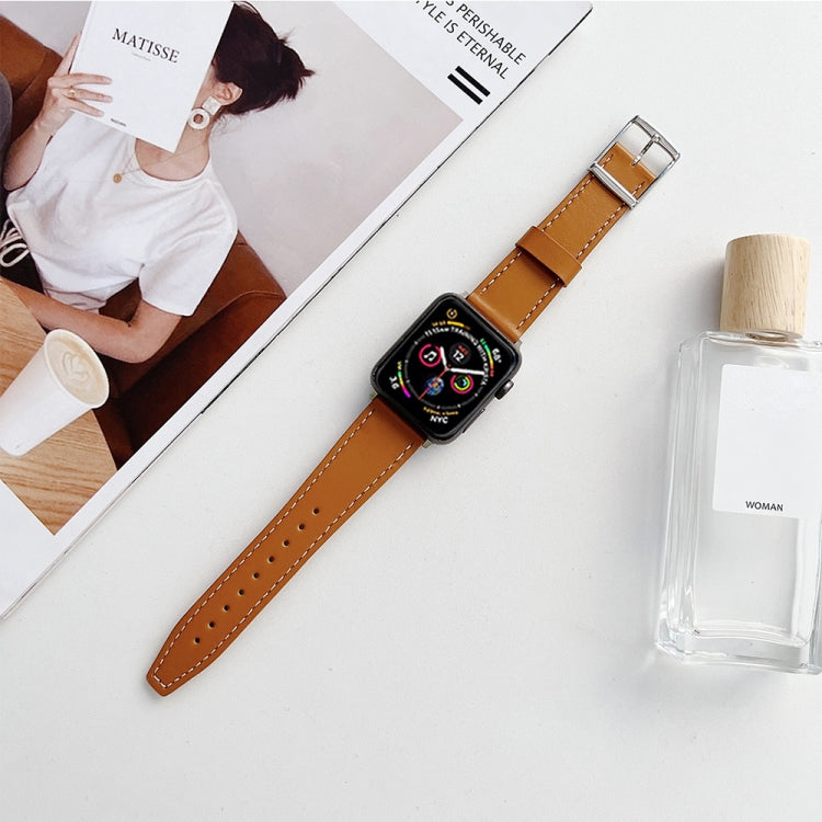 Flat Texture Leather Strap For Apple Watch Series