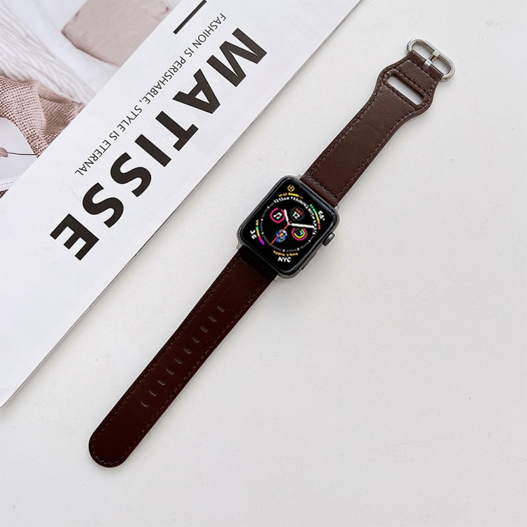 Oval Buckle Genuine Leather Strap For Apple Watch Series