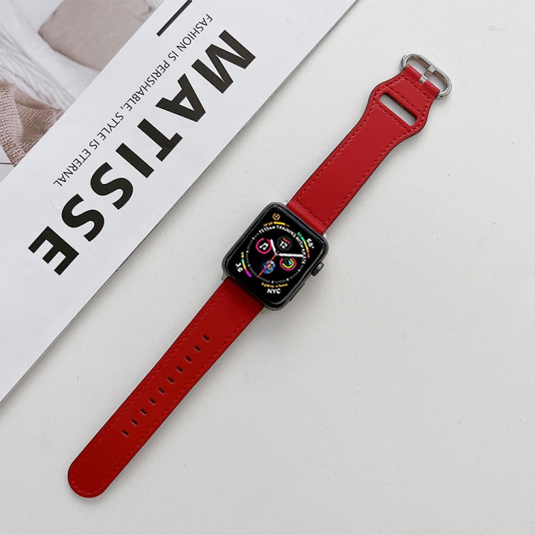 Oval Buckle Genuine Leather Strap For Apple Watch Series