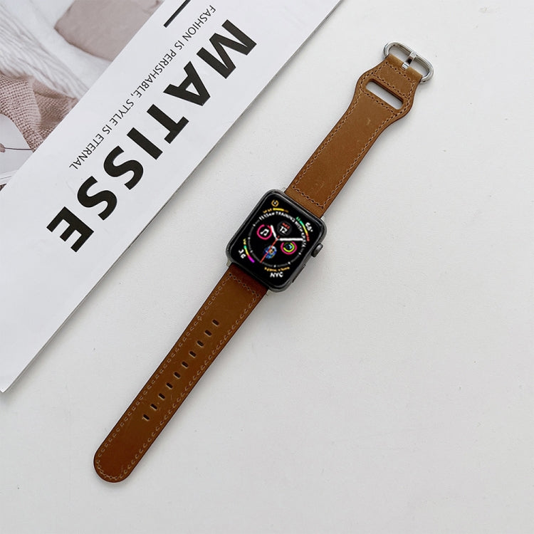 Oval Buckle Genuine Leather Strap For Apple Watch Series