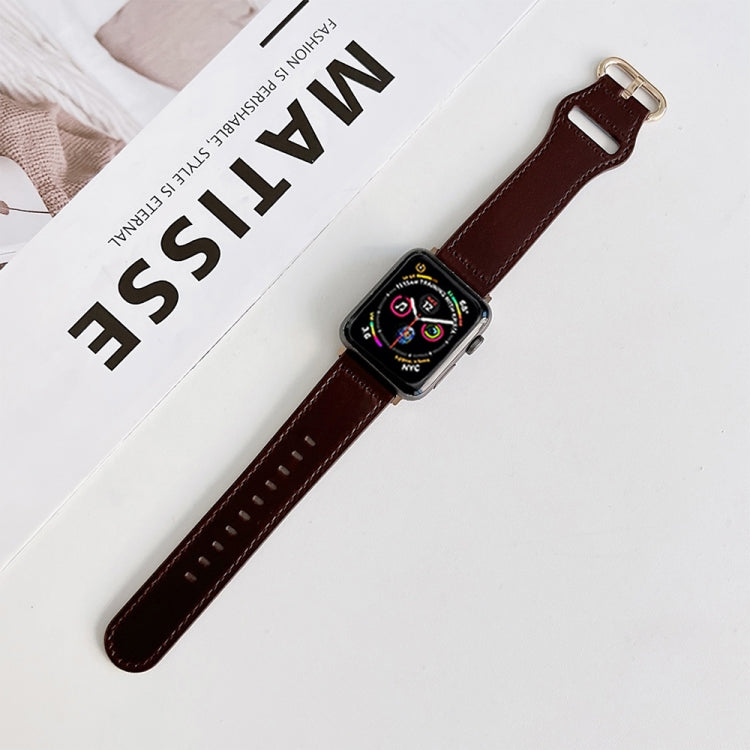 Oval Buckle Genuine Leather Strap For Apple Watch Series