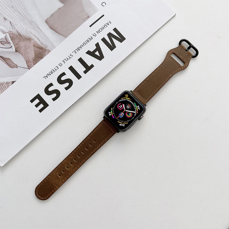 Oval Buckle Genuine Leather Strap For Apple Watch Series