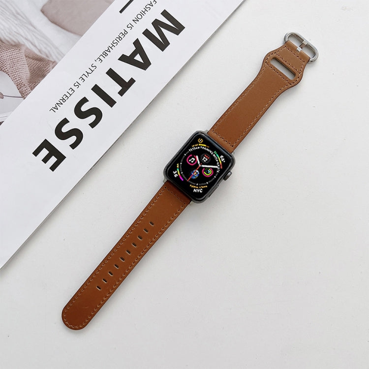 Oval Buckle Genuine Leather Strap For Apple Watch Series