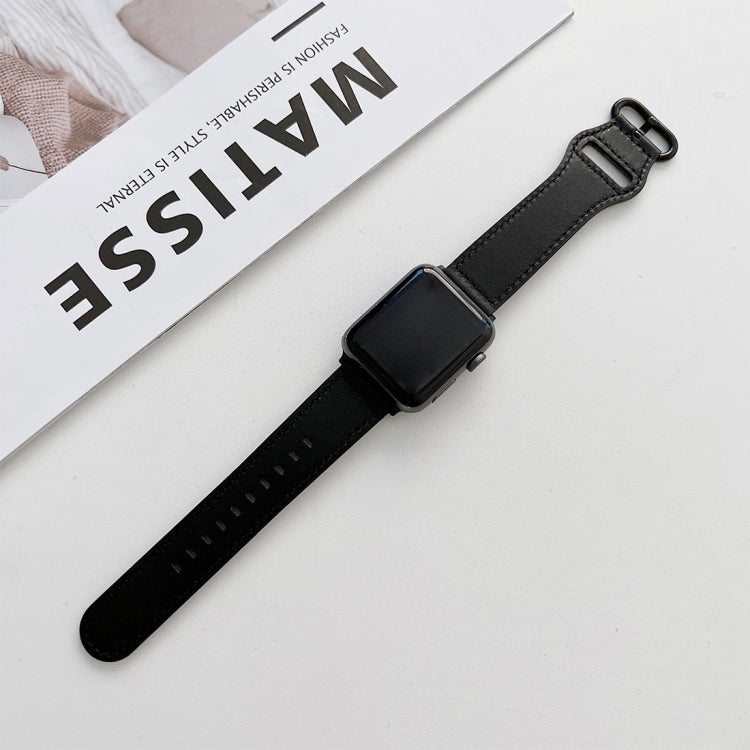 Oval Buckle Genuine Leather Strap For Apple Watch Series