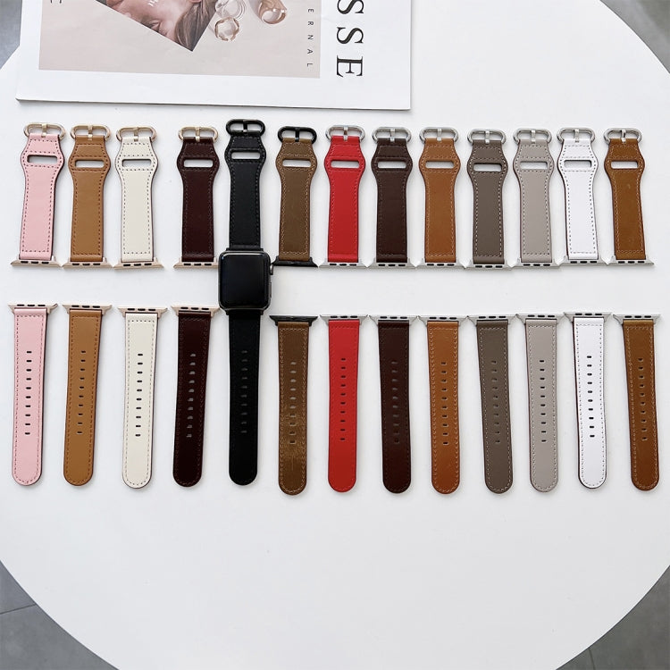 Oval Buckle Genuine Leather Strap For Apple Watch Series