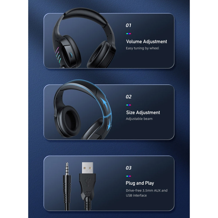 awei GM-5 USB + 3.5mm Ambient Light Gaming Wired Headset with Microphone My Store