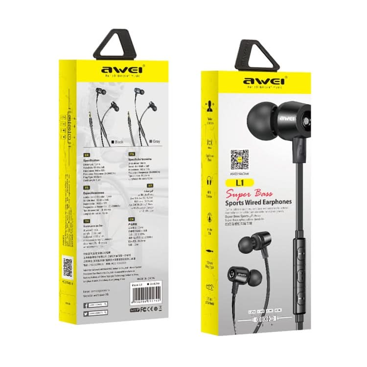 awei L1 Stereo Surround In-ear Wired Earphone