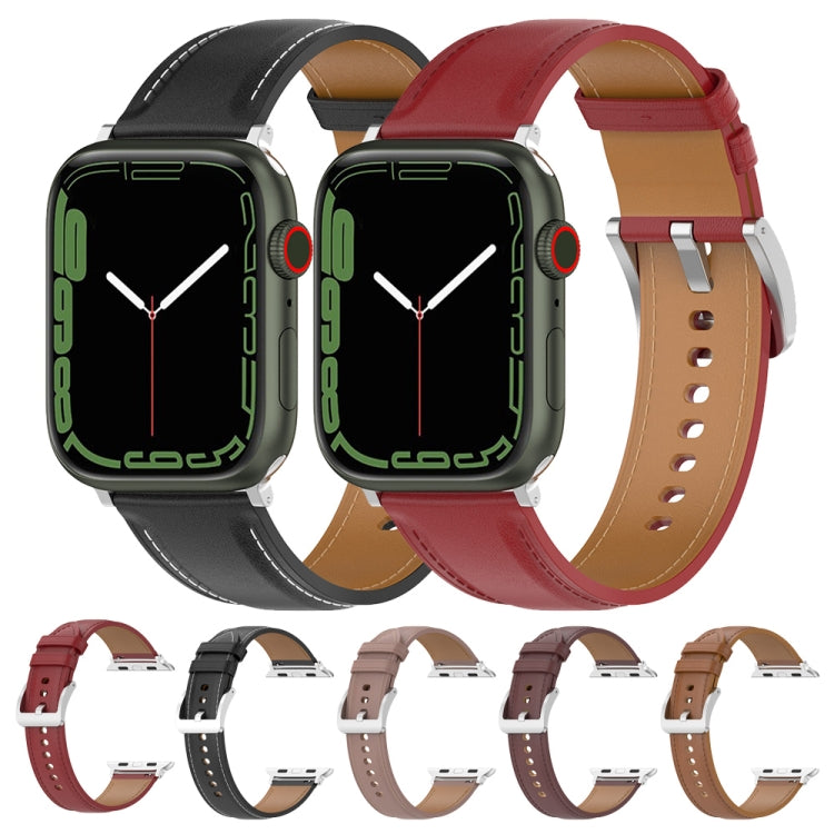 Genuine Leather Watchband, Size: Large Size For Apple Watch Series 7 41mm / 6&SE&5&4 40mm / 3&2&1 38mm