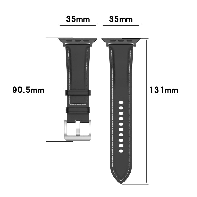 Genuine Leather Watchband, Size: Free Size For Apple Watch Series 7 45mm / 6&SE&5&4 44mm / 3&2&1 42mm