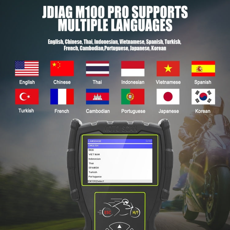 JDiag M100 PRO Intelligent Motorcycle Electronic Fuel Injection System Diagnostic Instrument