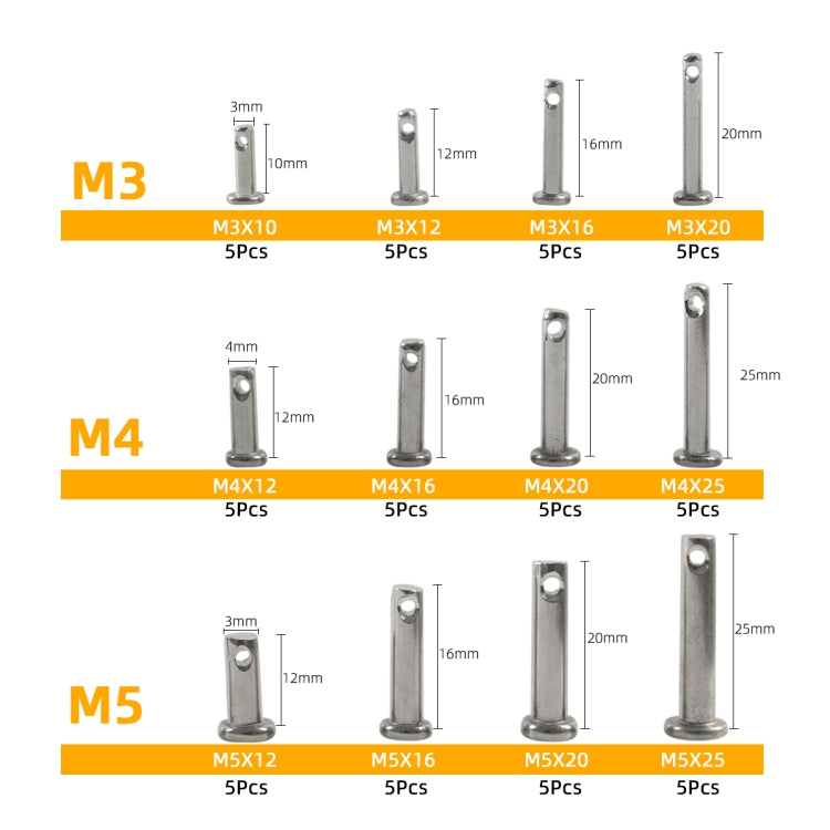 A6830 60 in 1 304 Stainless Steel Flat Head Single Hole Clevis Pins Assortment Kit ÎҵÄÉ̵ê