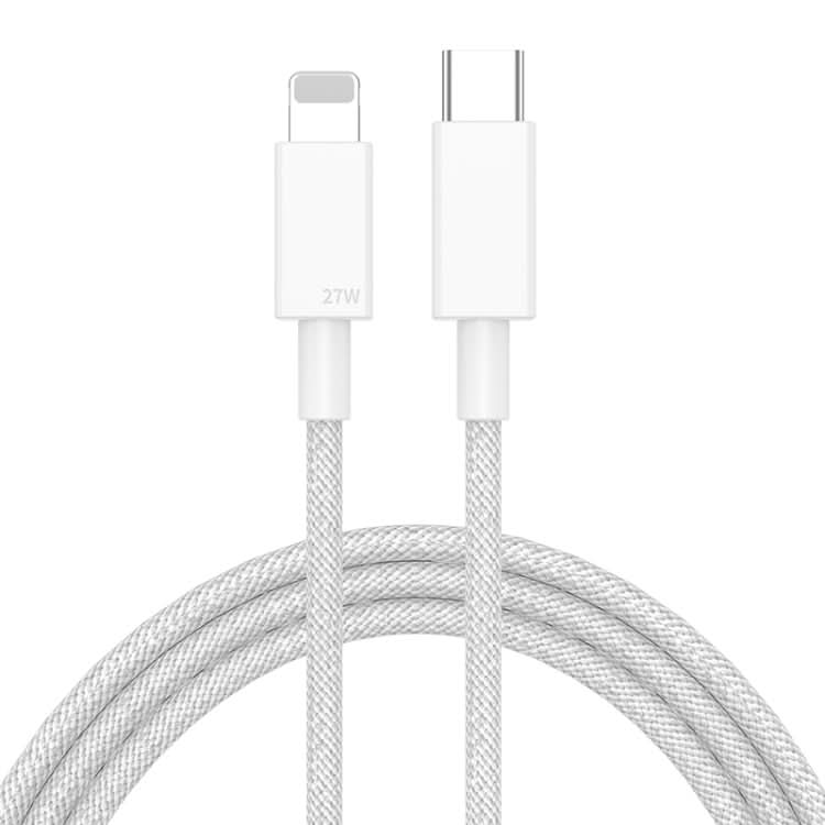 27W PD USB-C / Type-C to 8 Pin Fast Charging Braided Data Cable, Cable Length: 1m