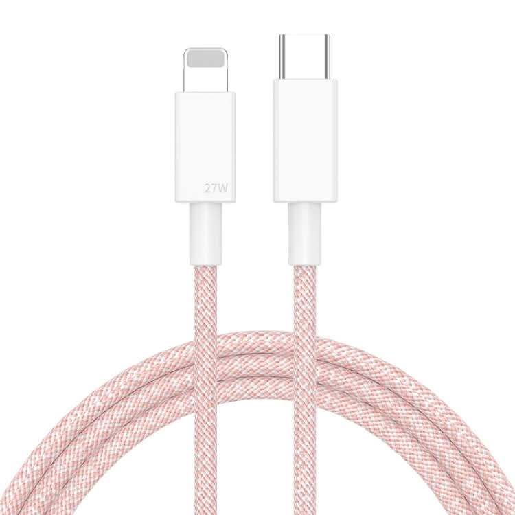 27W PD USB-C / Type-C to 8 Pin Fast Charging Braided Data Cable, Cable Length: 1m