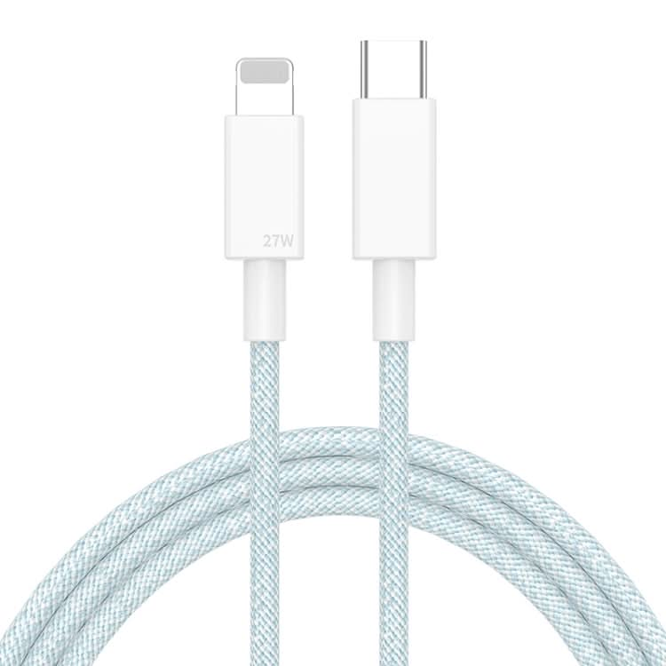 27W PD USB-C / Type-C to 8 Pin Fast Charging Braided Data Cable, Cable Length: 1m